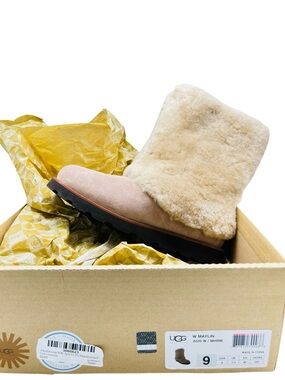 UGG Boots Size 9 Maylin Mushroom Tan Sand NEW in Box Shearling Cuff Suede Upper